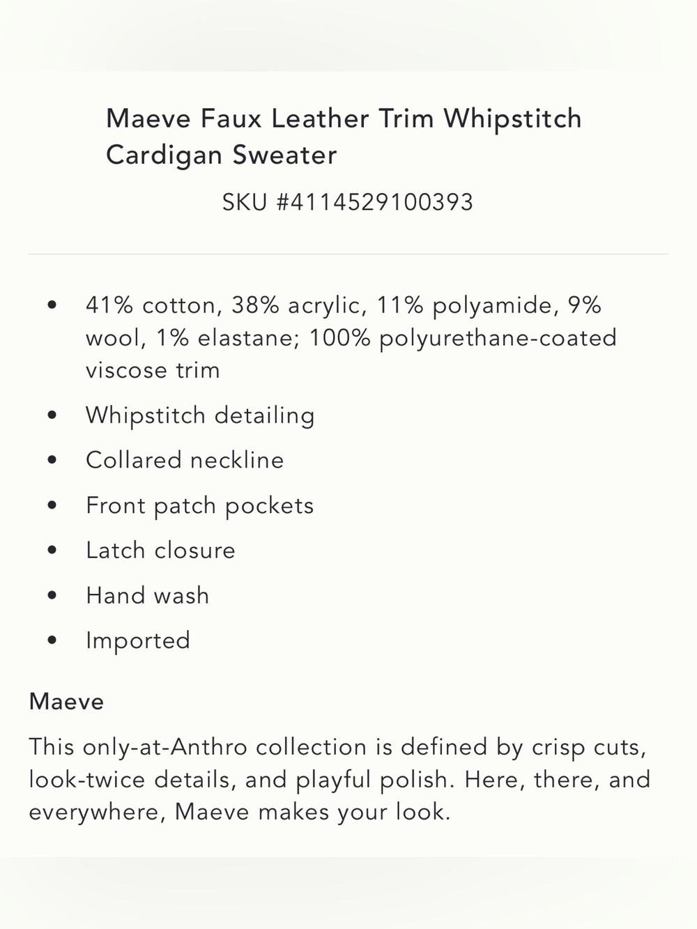 Maeve Rust Brown Shawl-Collar Cardigan with Contrast Stitching - Picture 3 of 4